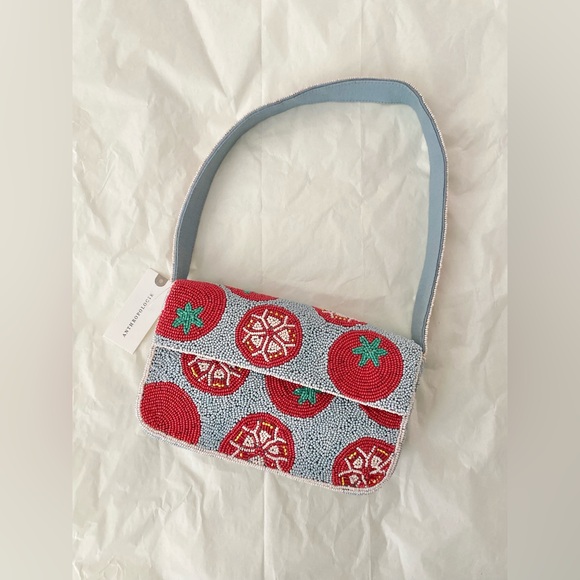 Anthropologie The Fiona Beaded Bag Food & Drink Edition Tomato - NWT - Picture 4 of 7